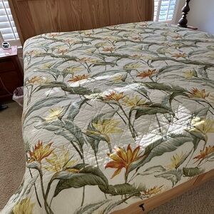 Tommy Bahama Floral Comforter with Green and Yellow Accents